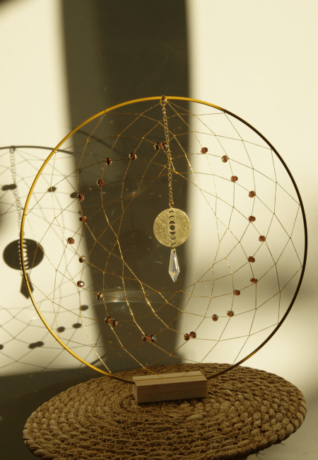 Suncatcher tissé sur socle Lune